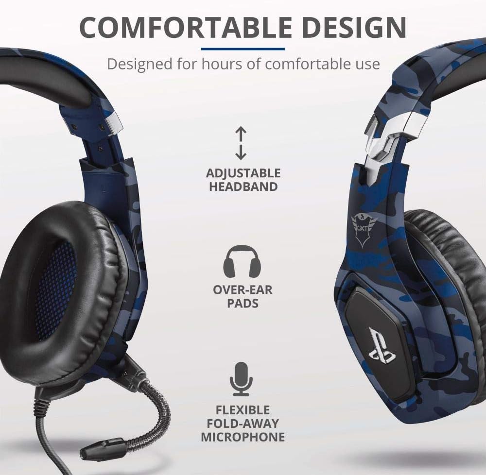 Trust Gaming GXT 488 Forze-B Officially Licensed PS4 PS5 Gaming Headset with 50mm Drivers, Foldable Mic, Blue