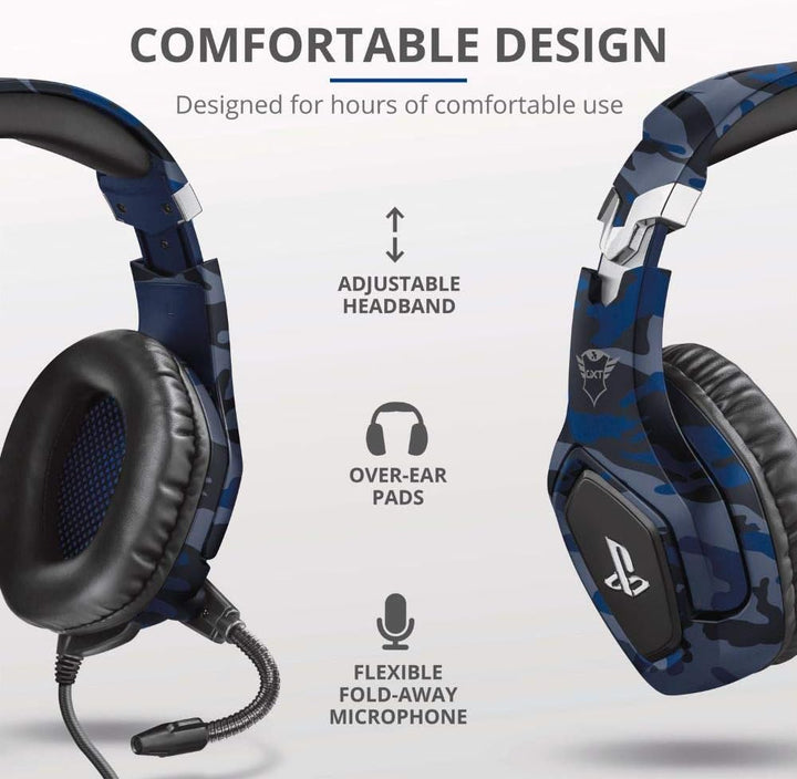 Trust Gaming GXT 488 Forze-B Officially Licensed PS4 PS5 Gaming Headset with 50mm Drivers, Foldable Mic, Blue