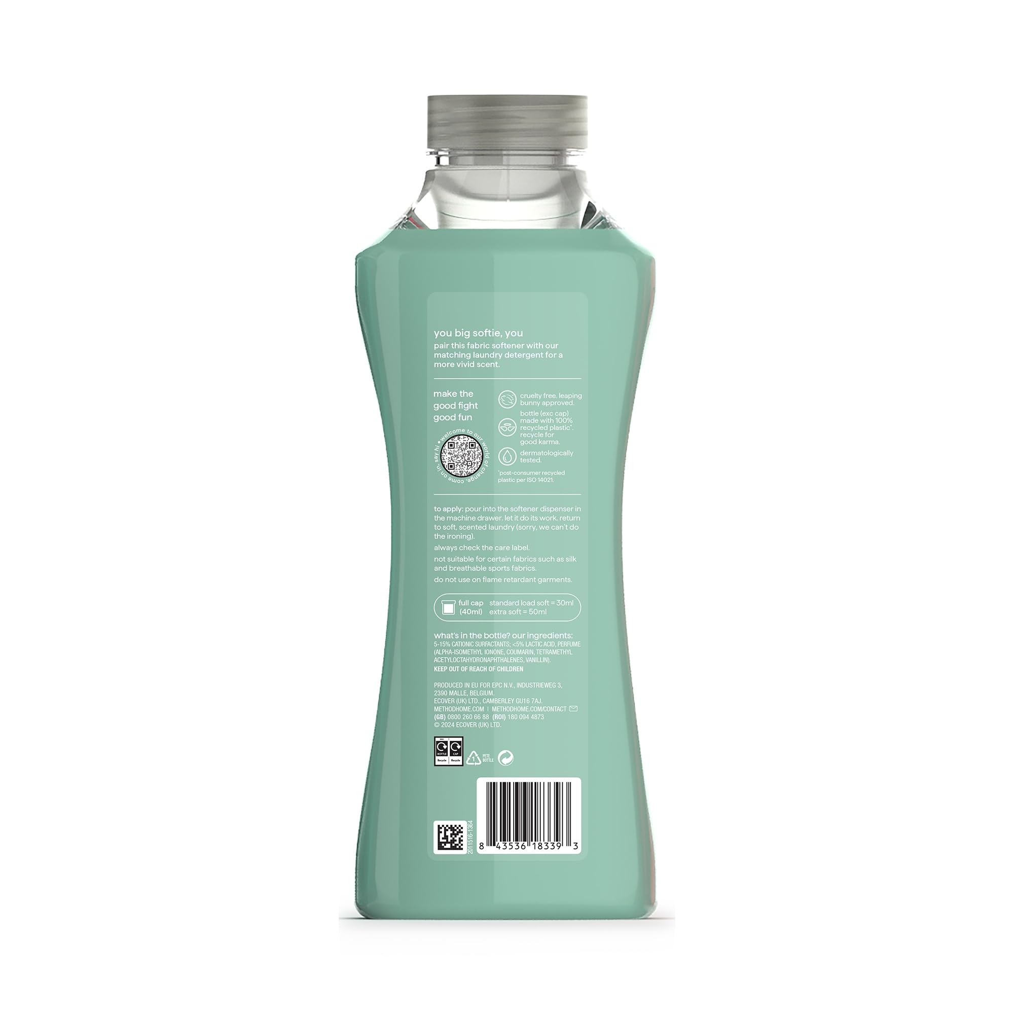 Method Liquid Fabric Softener - Softening, Tropical Coconut Scent | 990 ml