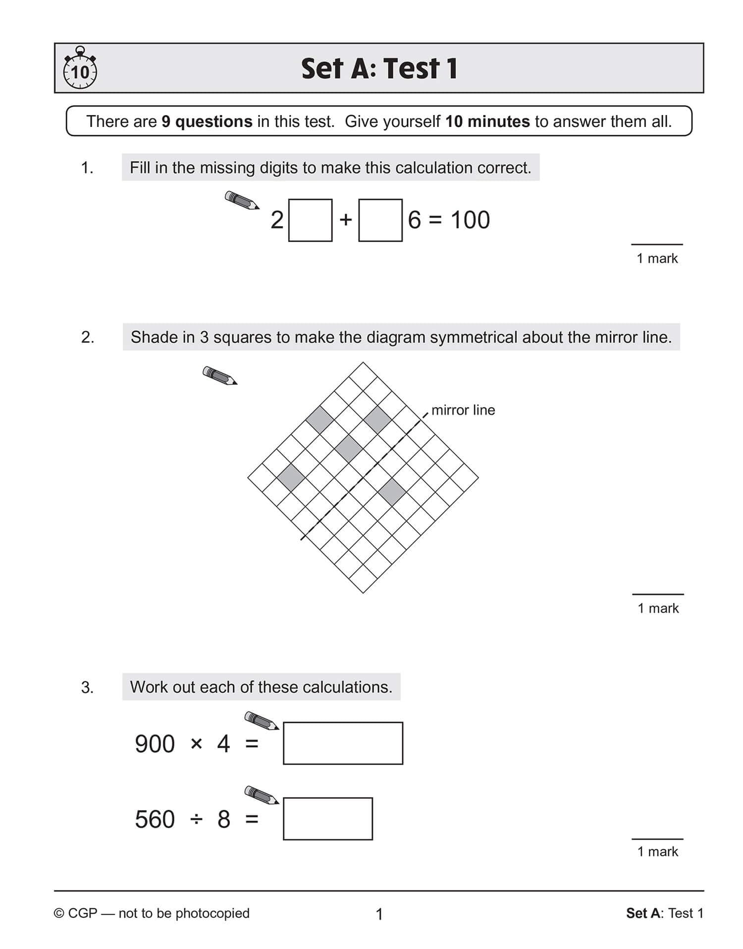CGP Maths SAT Buster 10-Minute Tests Book 1 - Ages 10-11 | 72 Pages | Paperback 2