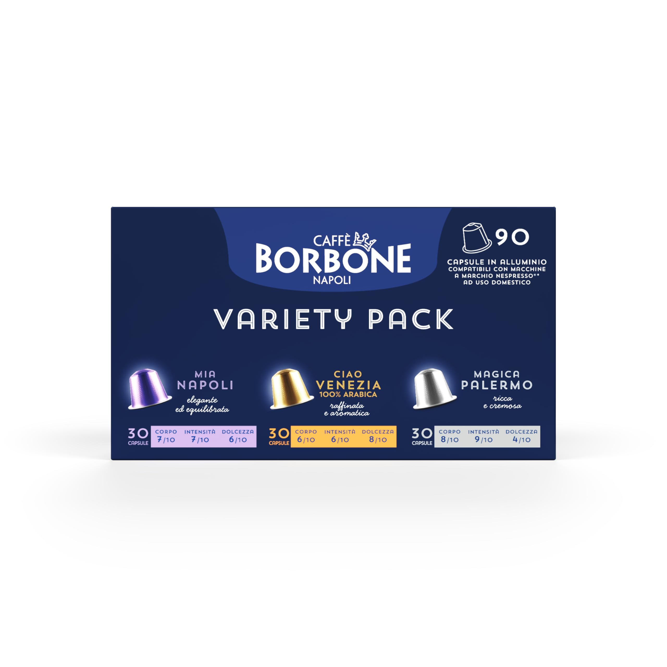 CAFFÈ BORBONE Tasting Kit - 90 Aluminium Coffee Capsules (3 Blends) | Nespresso Compatible