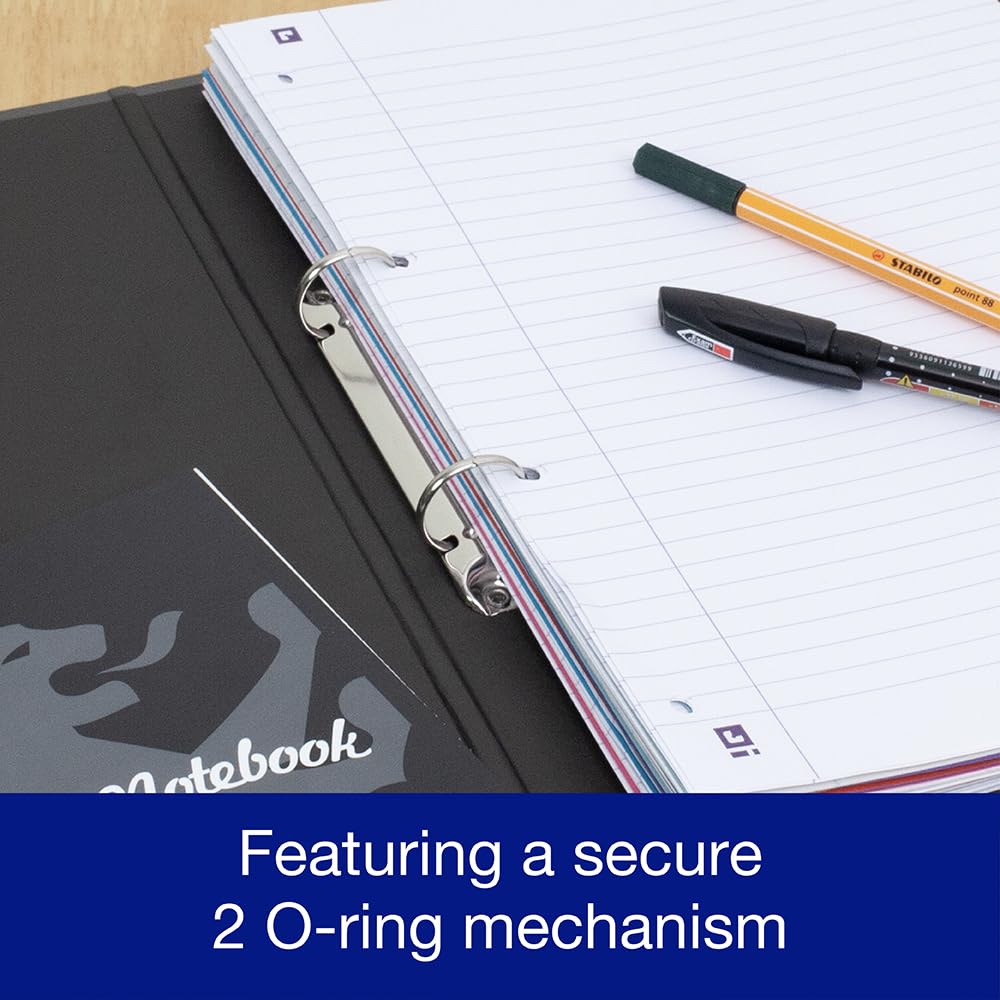 Oxford Premium A4 O-Ring Binder - Charcoal Black, 40mm Spine, 250 Sheet Capacity | Set of 2 3