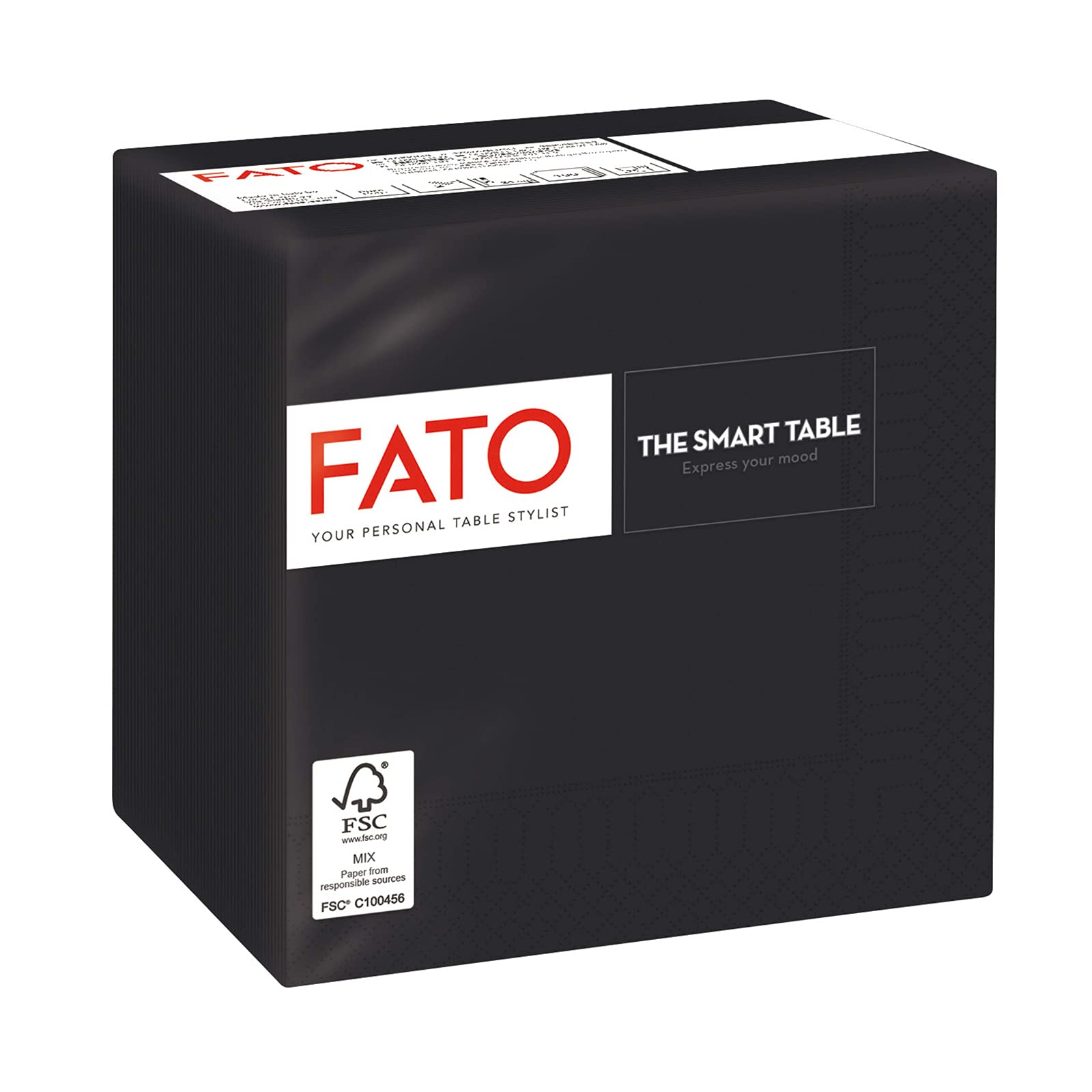 Fato - Disposable Paper Napkins 24x24 cm Black, 2-Ply, Pack of 100 1