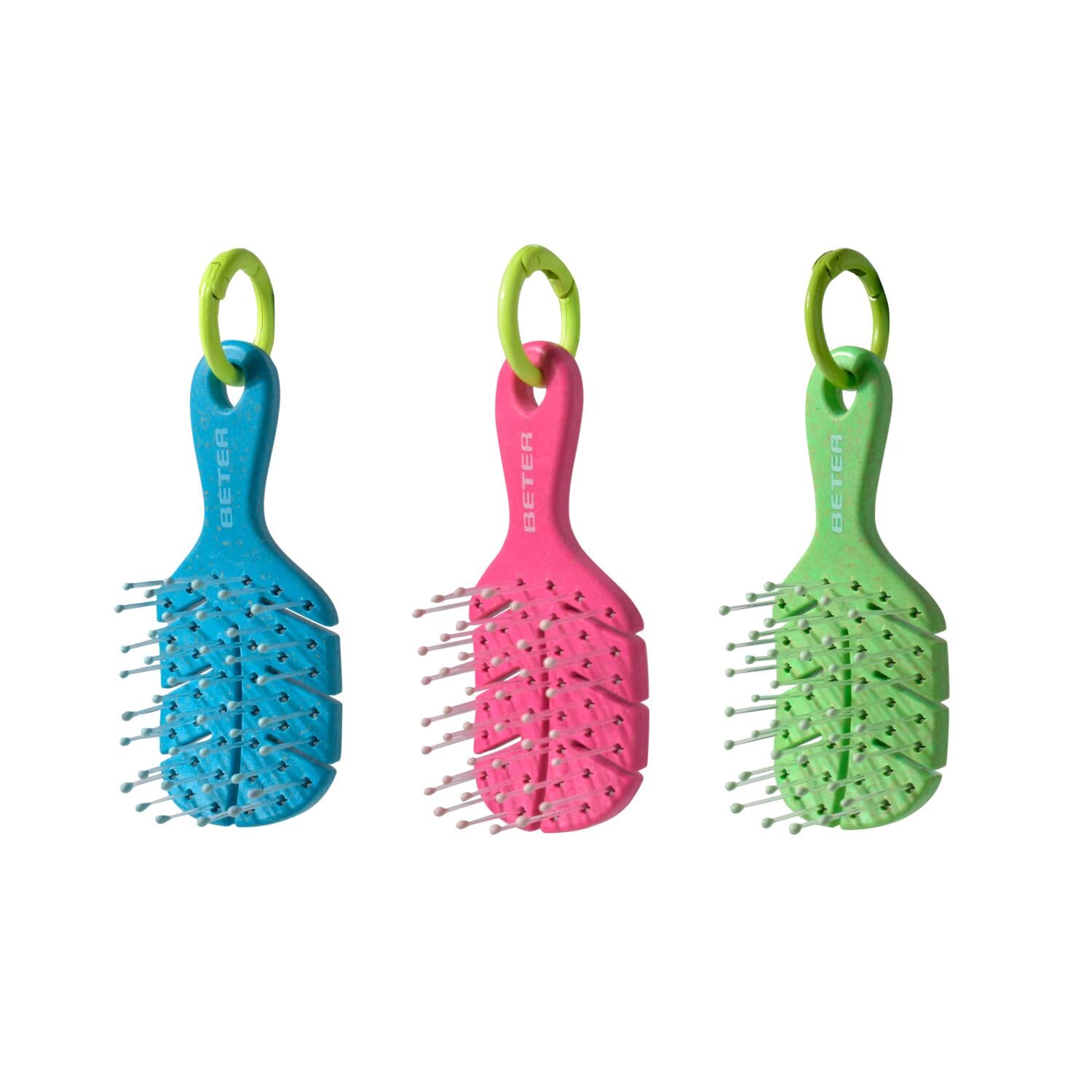 Beter Pack 3 Natural Fiber Hairbrushes - Detangling & Styling | Flexible Bristles | Wheat Fiber 1