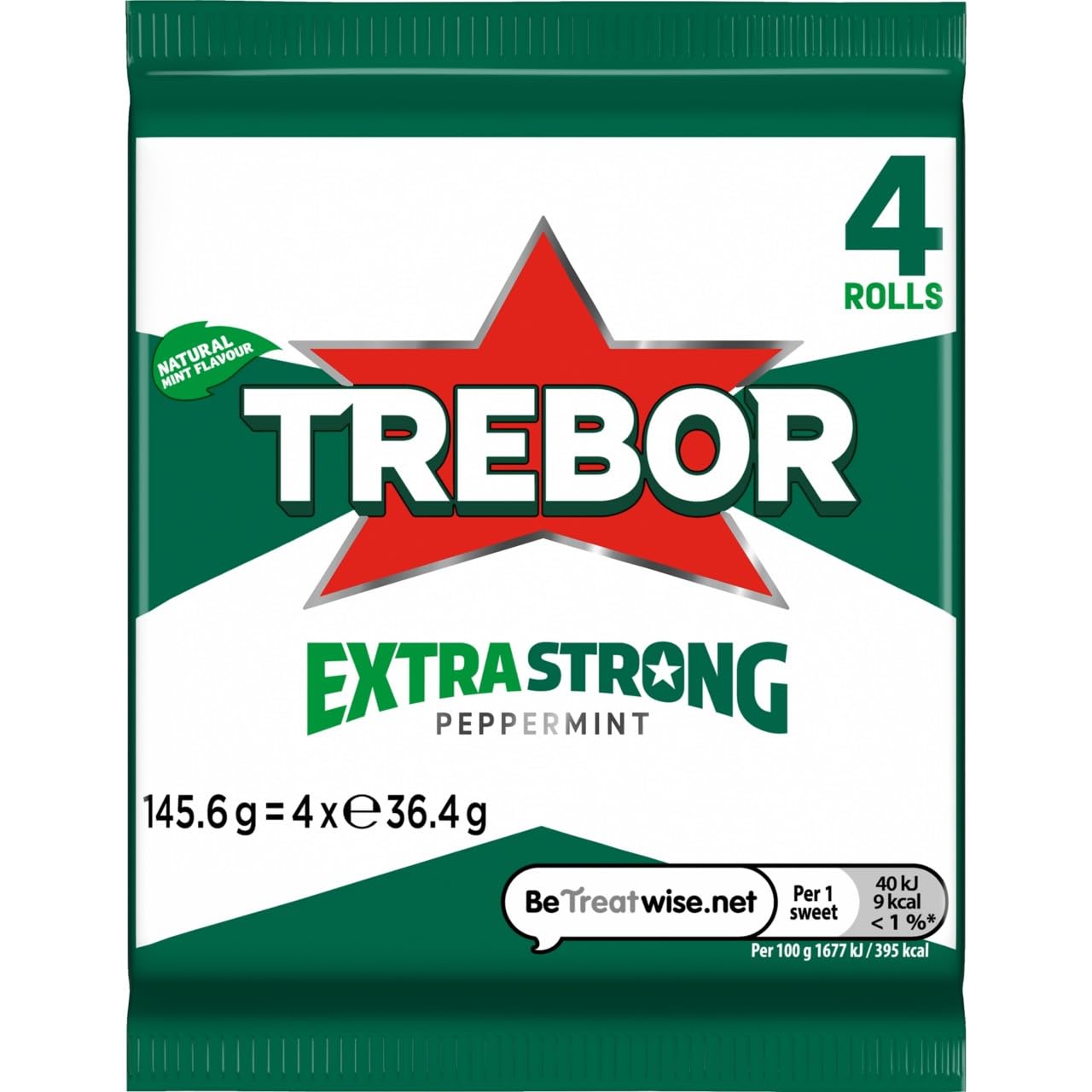 Trebor Extra Strong Peppermint Mint Sweets, 4 Pack Rolls, 146 g (Pack of 12) 3