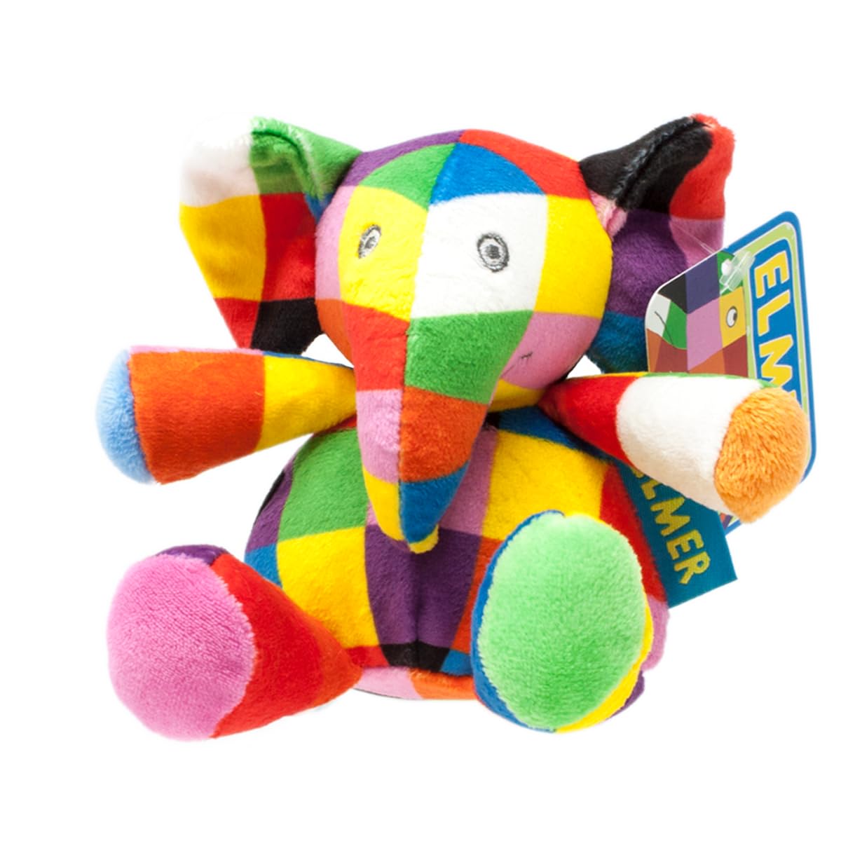 Rainbow Designs Elmer Baby Rattle - 9.5cm Sitting Plush | Chime Rattle | Suitable from Birth 1