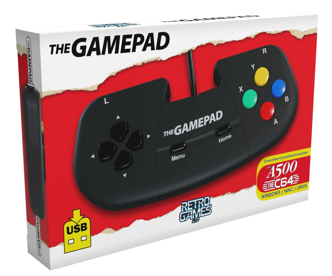 8-Button USB Gamepad - Retro Games Controller for THEC64, THEA500 Mini, PC, Mac & Linux