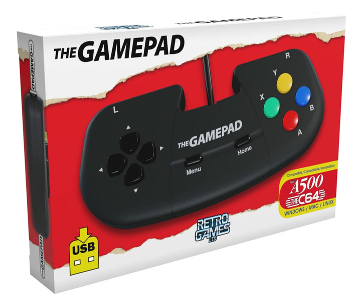 8-Button USB Gamepad - Retro Games Controller for THEC64, THEA500 Mini, PC, Mac & Linux