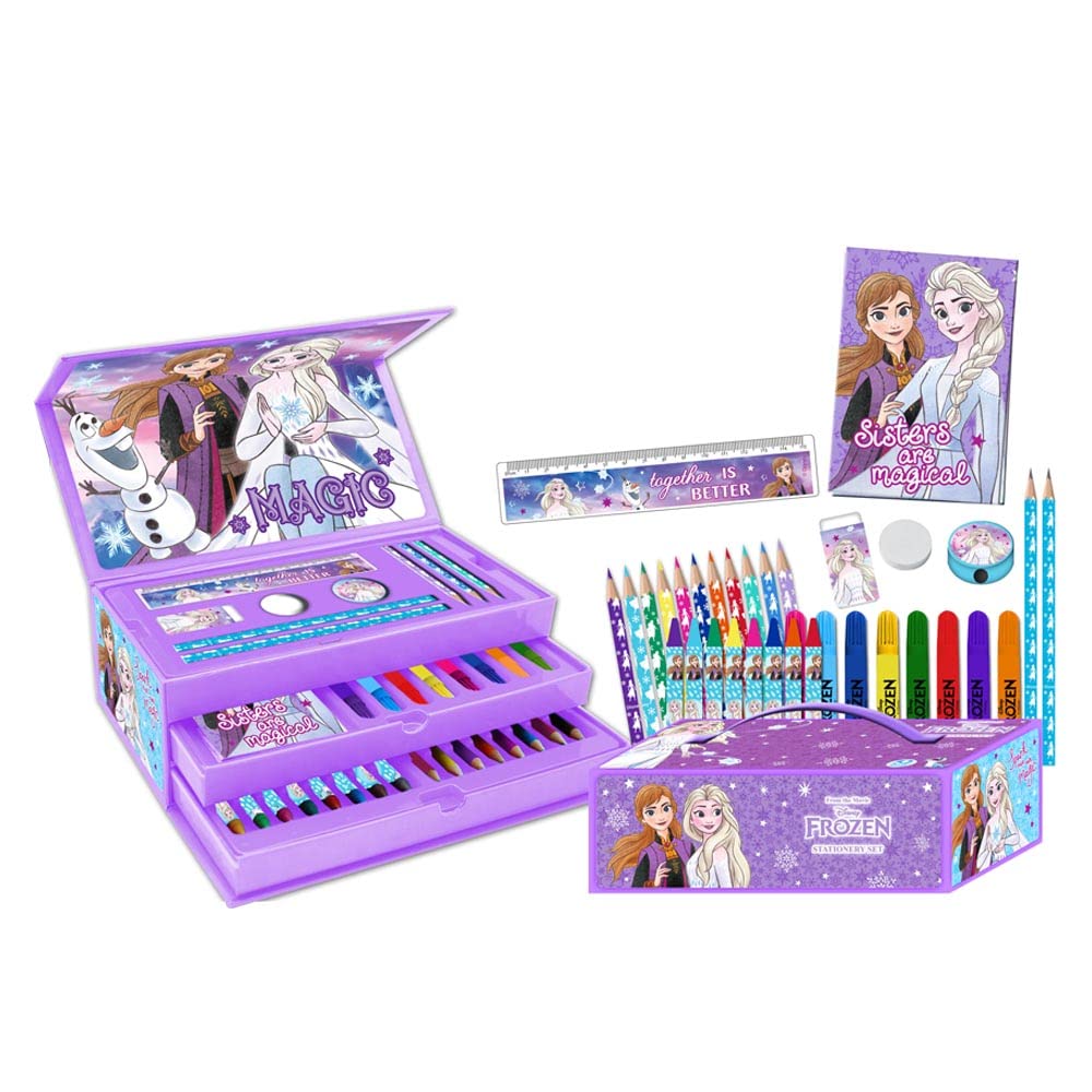 Disney Frozen 44 Piece Colouring Case with Pens, Pencils, and Crayons | Ages 3+ 1