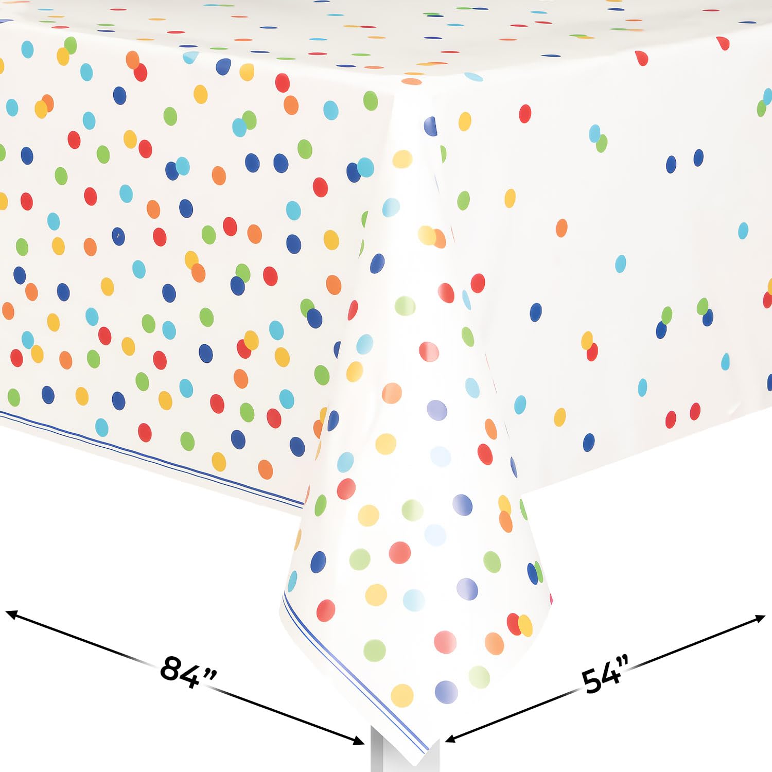Unique Party Rainbow Polka Dot Plastic Tablecloth - 7ft x 4.5ft | Spill Resistant | Multicolor