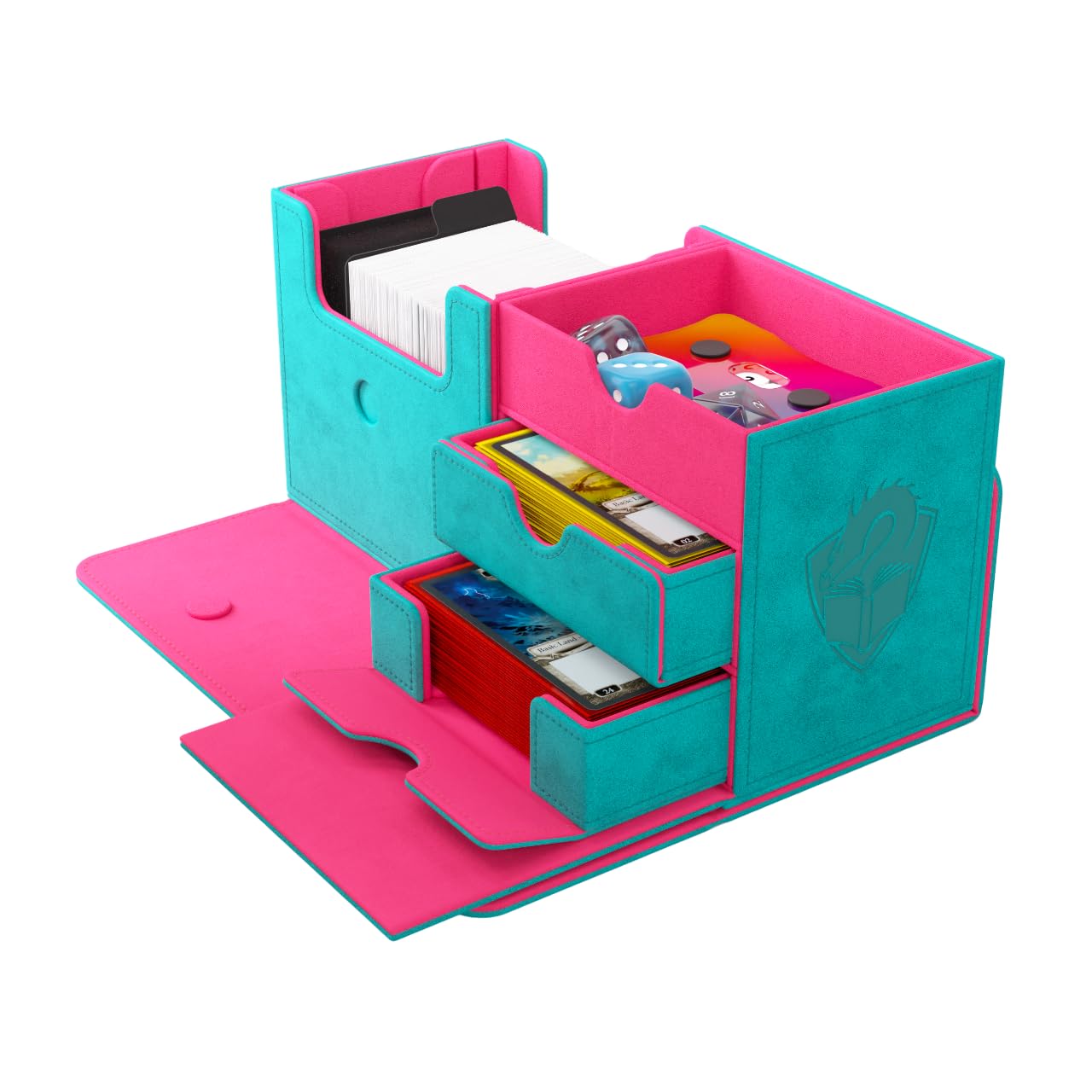 Gamegenic The Academic 133+ XL Card Box - Teal/Pink | Holds 133+ Double-Sleeved Cards 7