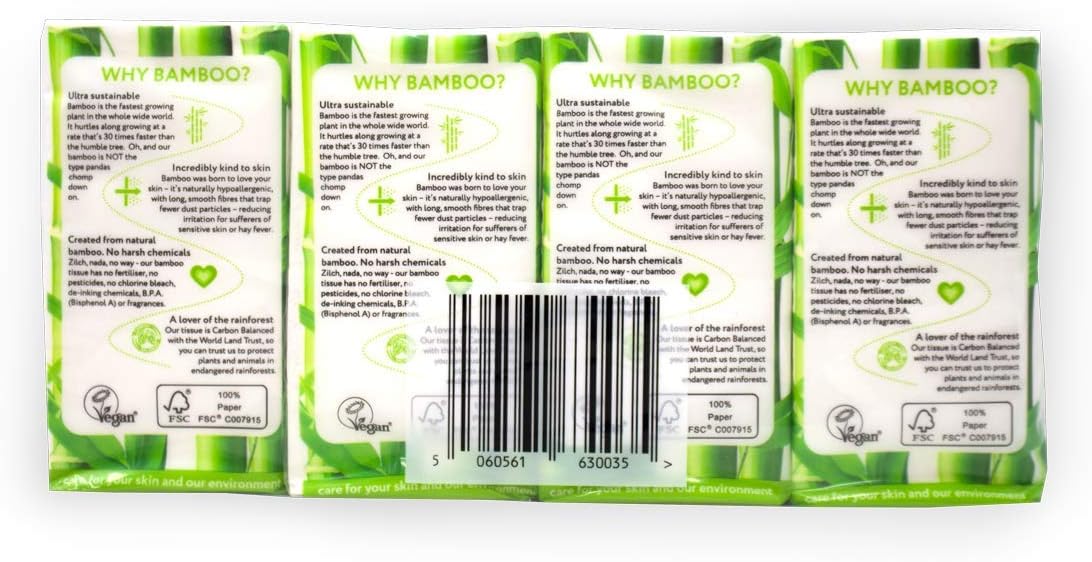 The Cheeky Panda - Bamboo Pocket Tissues 8-Pack | 3-Ply Hypoallergenic Travel Tissues 3