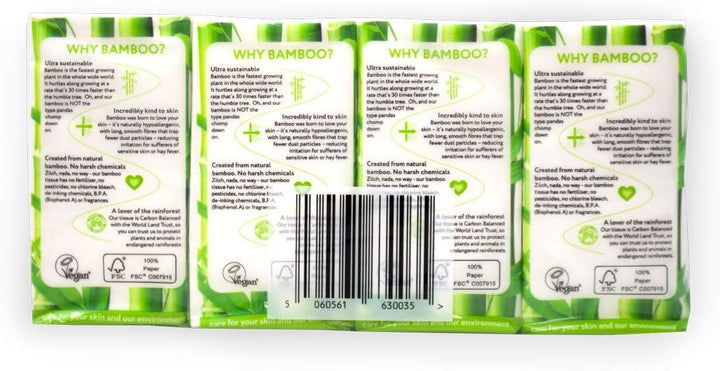 The Cheeky Panda - Bamboo Pocket Tissues Bulk Box (96 Packs, 10 Tissues per Pack)