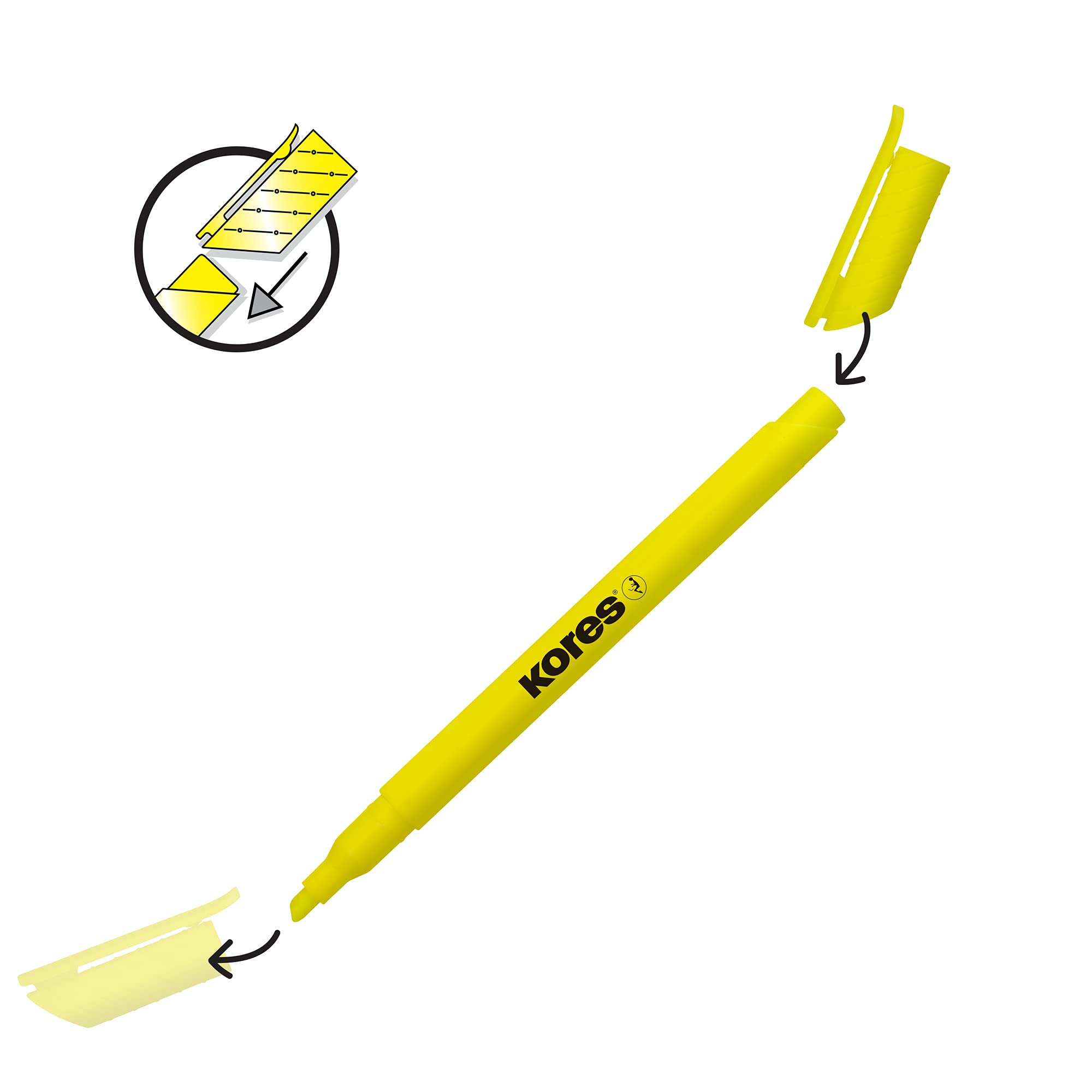 Kores High Liner Neon Highlighter Pens - Set of 4 | Chisel Tip 1-4mm | Water-Based Ink 6