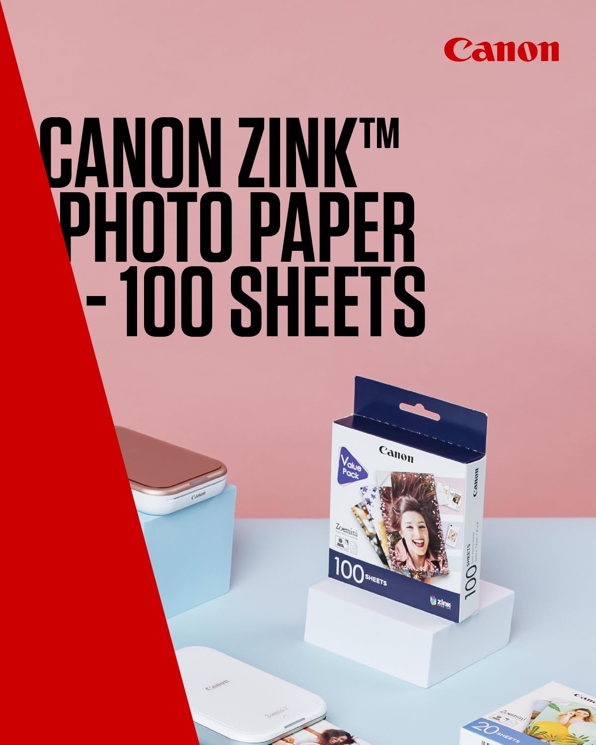 Canon Zink Photo Paper - Sticky-Backed 2x3" Photo Paper (100 Sheets) | Water & Tear Resistant