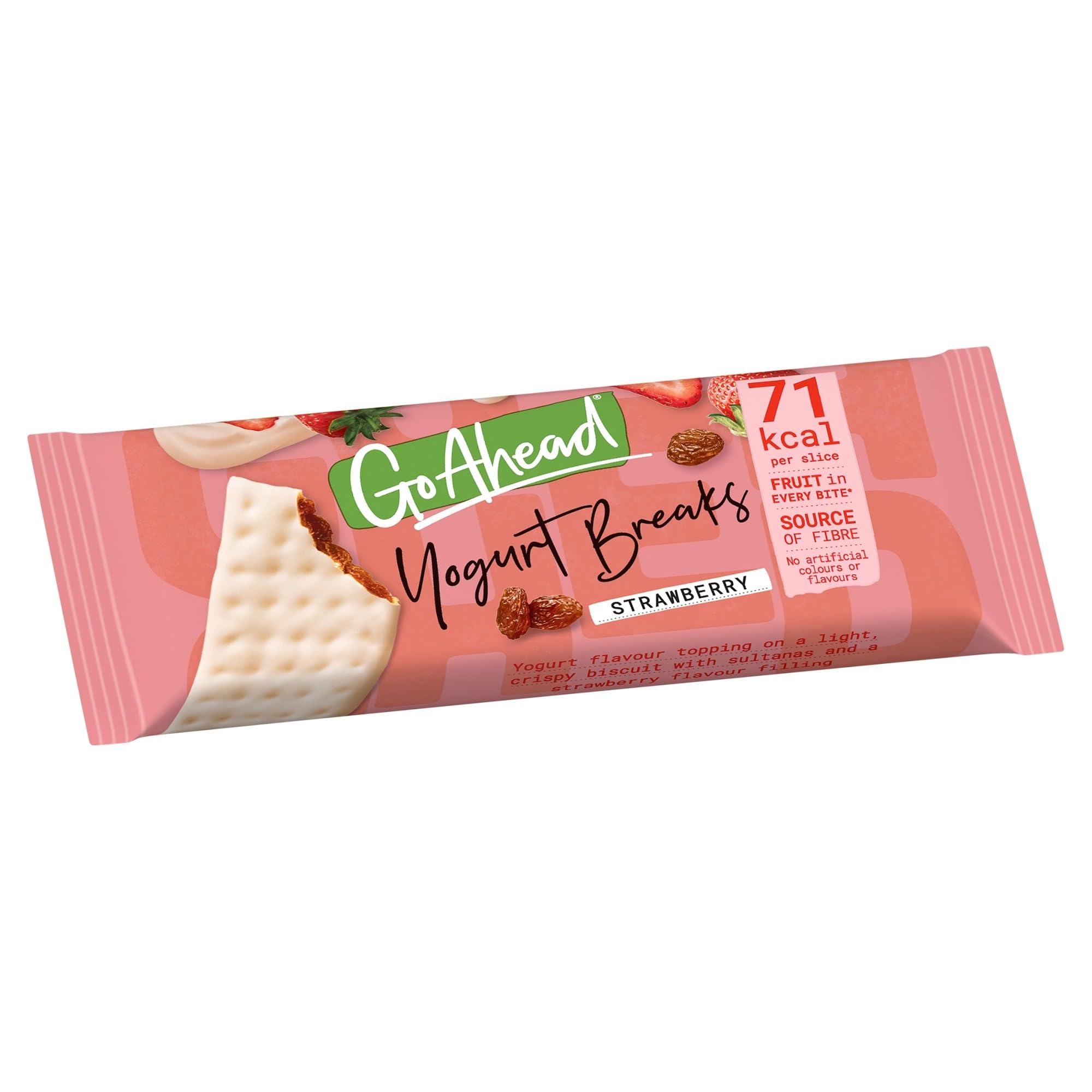 Go Ahead Yogurt Breaks Strawberry Biscuits Twin Pack - 24 Packs of 2 Bars | Contains Fibre 3