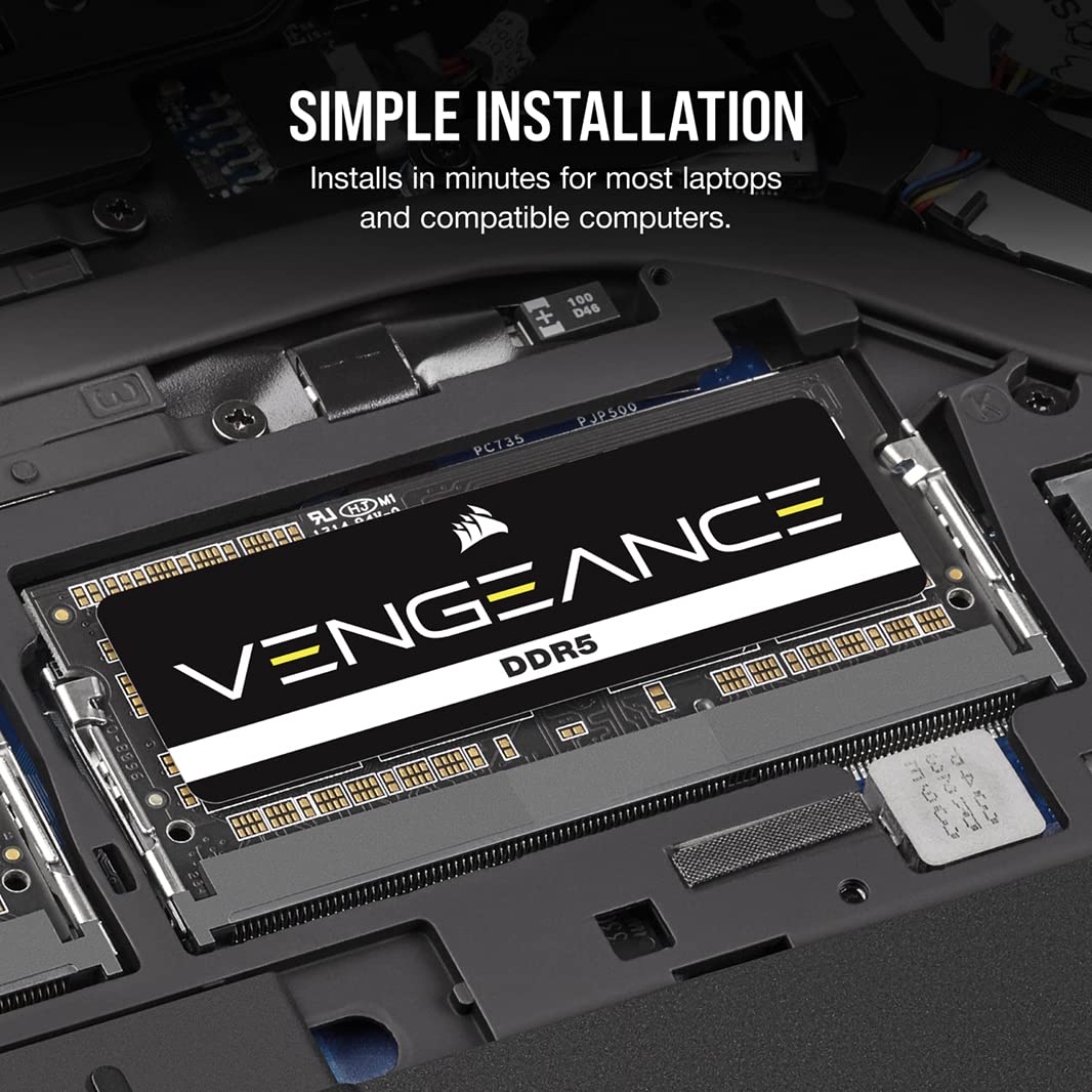 Corsair VENGEANCE SODIMM DDR5 RAM 32GB (2x16GB) 4800MHz CL40 Intel XMP iCUE Compatible Memory - Black 5