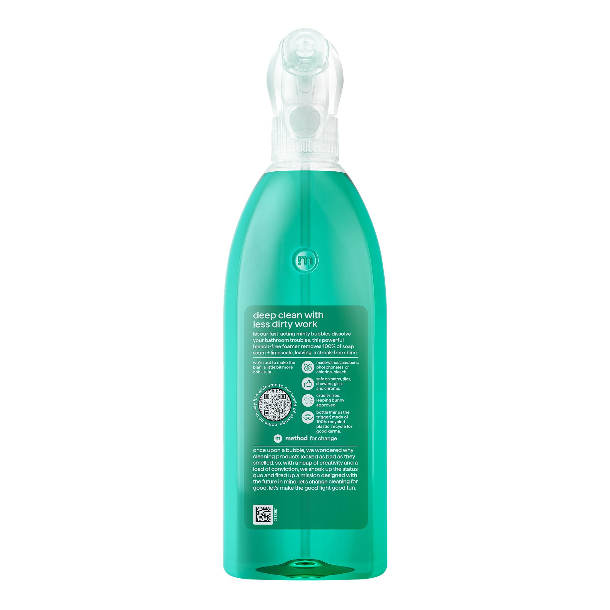 Method Foaming Bath + Tile Cleaner - 828ml Spray | Removes Soap Scum & Limescale | Eucalyptus Mint
