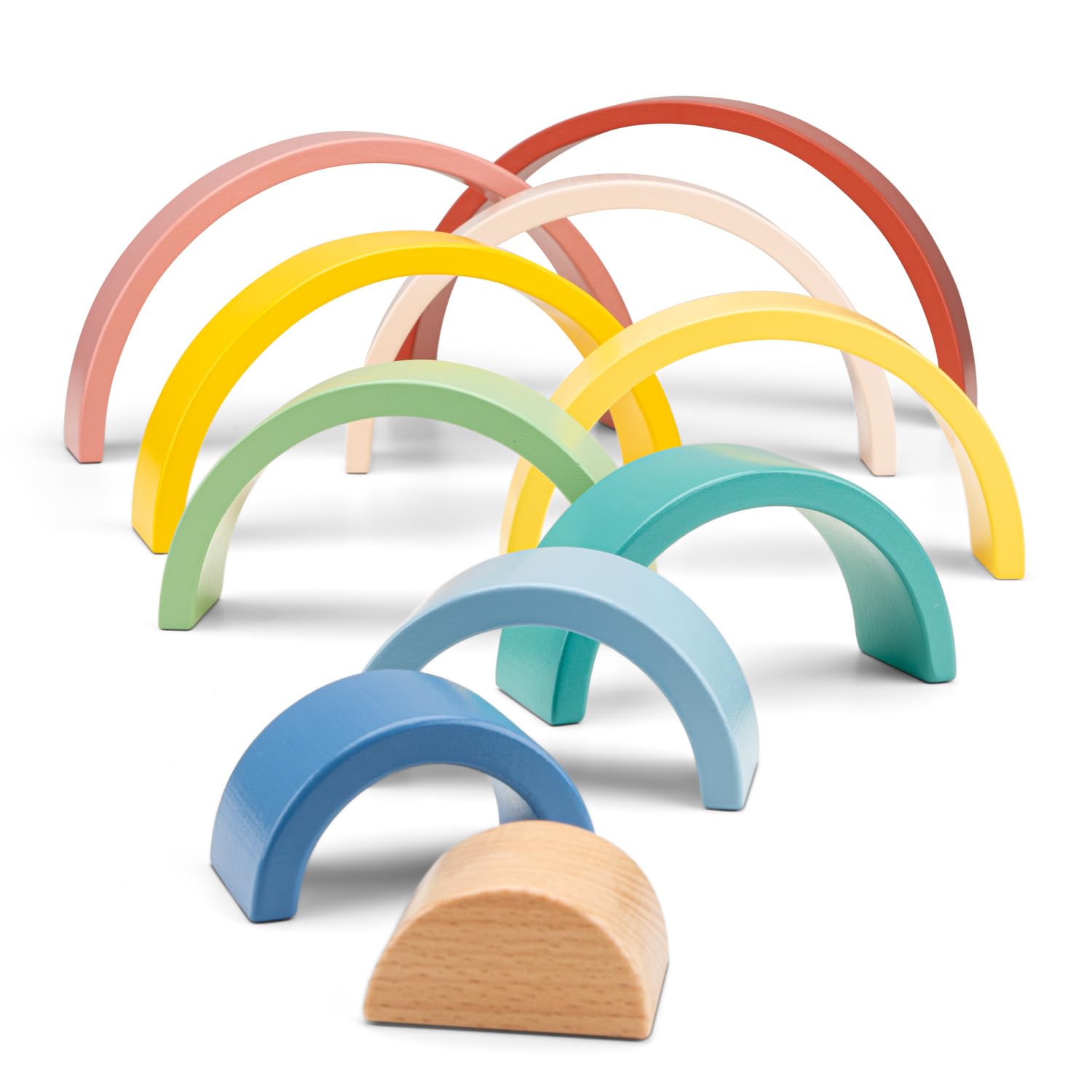 Woet Wooden Rainbow Stacker for Toddlers Age 12m+ - 10-Piece Arches, Non-Toxic Wood 3