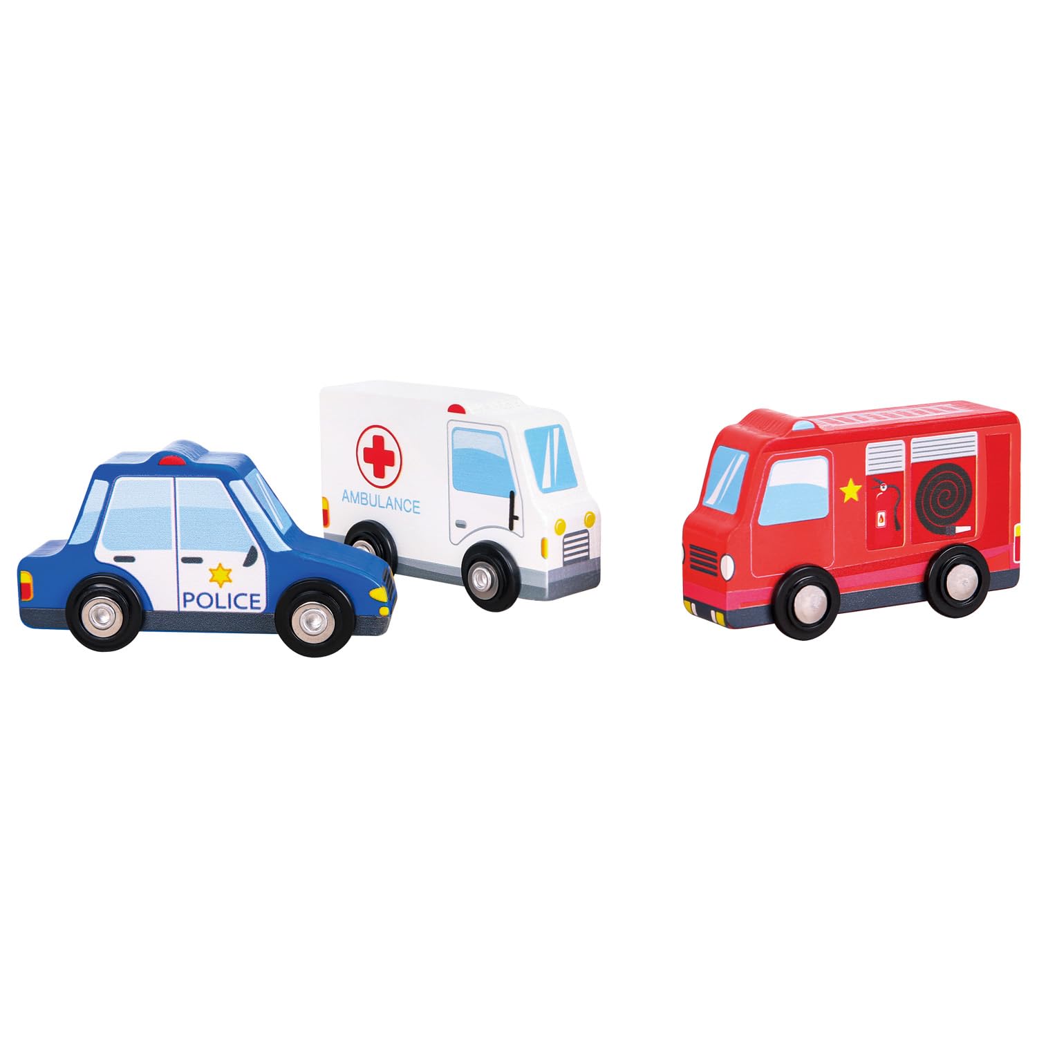 Woet Wooden Emergency Vehicle Set - 3 Pieces | FSC Certified Wood | Ages 18 Months+ 4