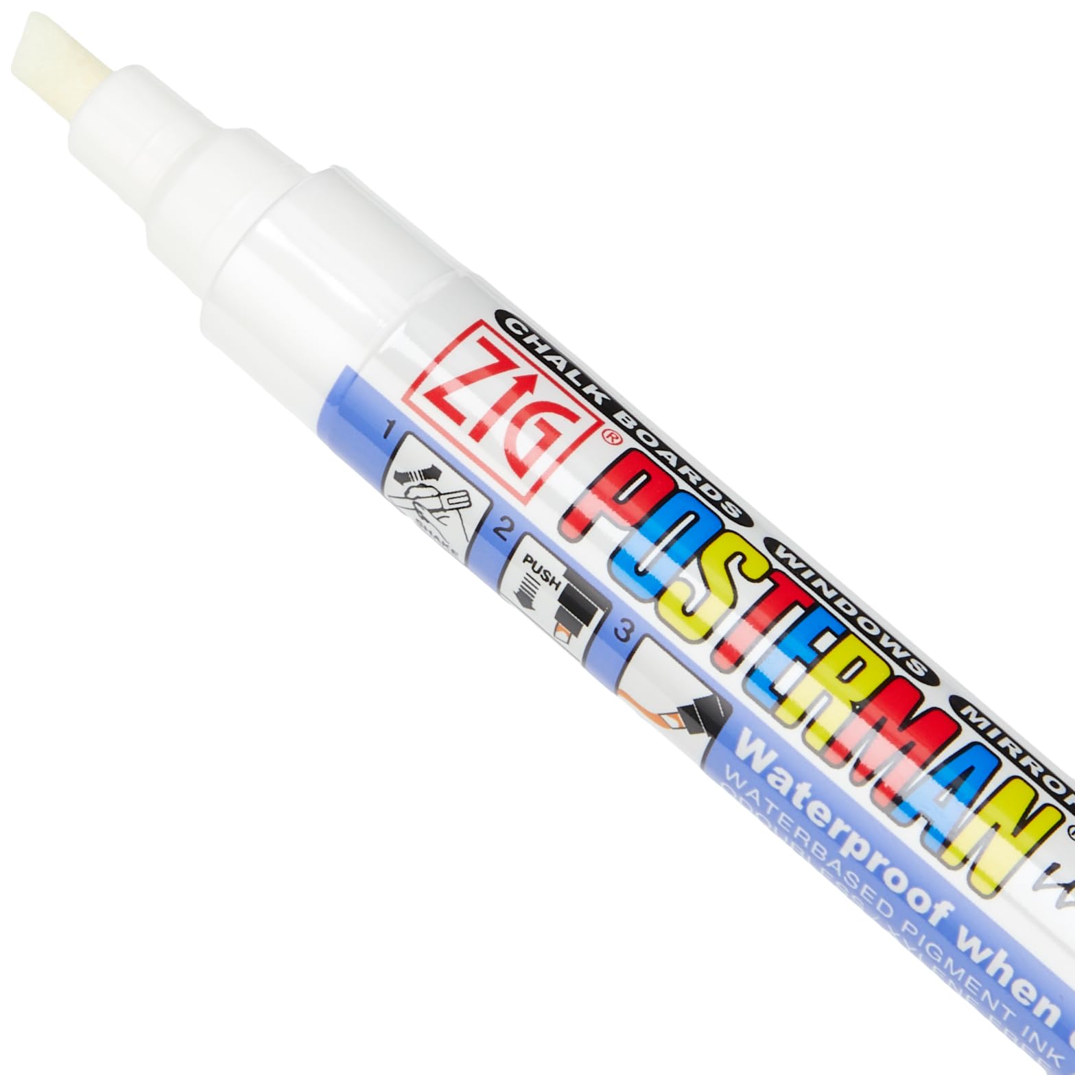 Kuretake Zig Posterman Waterproof Marker - PMA-50 | 6mm Chisel Point | White Ink 2