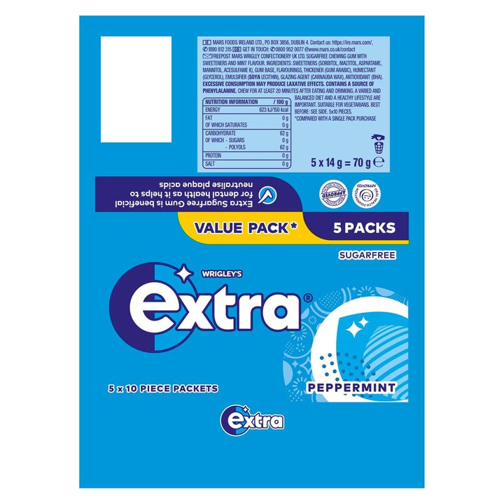 Wrigley's - Extra Peppermint Chewing Gum Sugar Free (84 g Multipack)