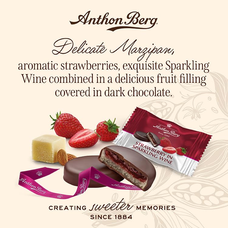 Anthon Berg Dark Chocolate Covered Marzipan Treats - Strawberry in Champagne 220g 11