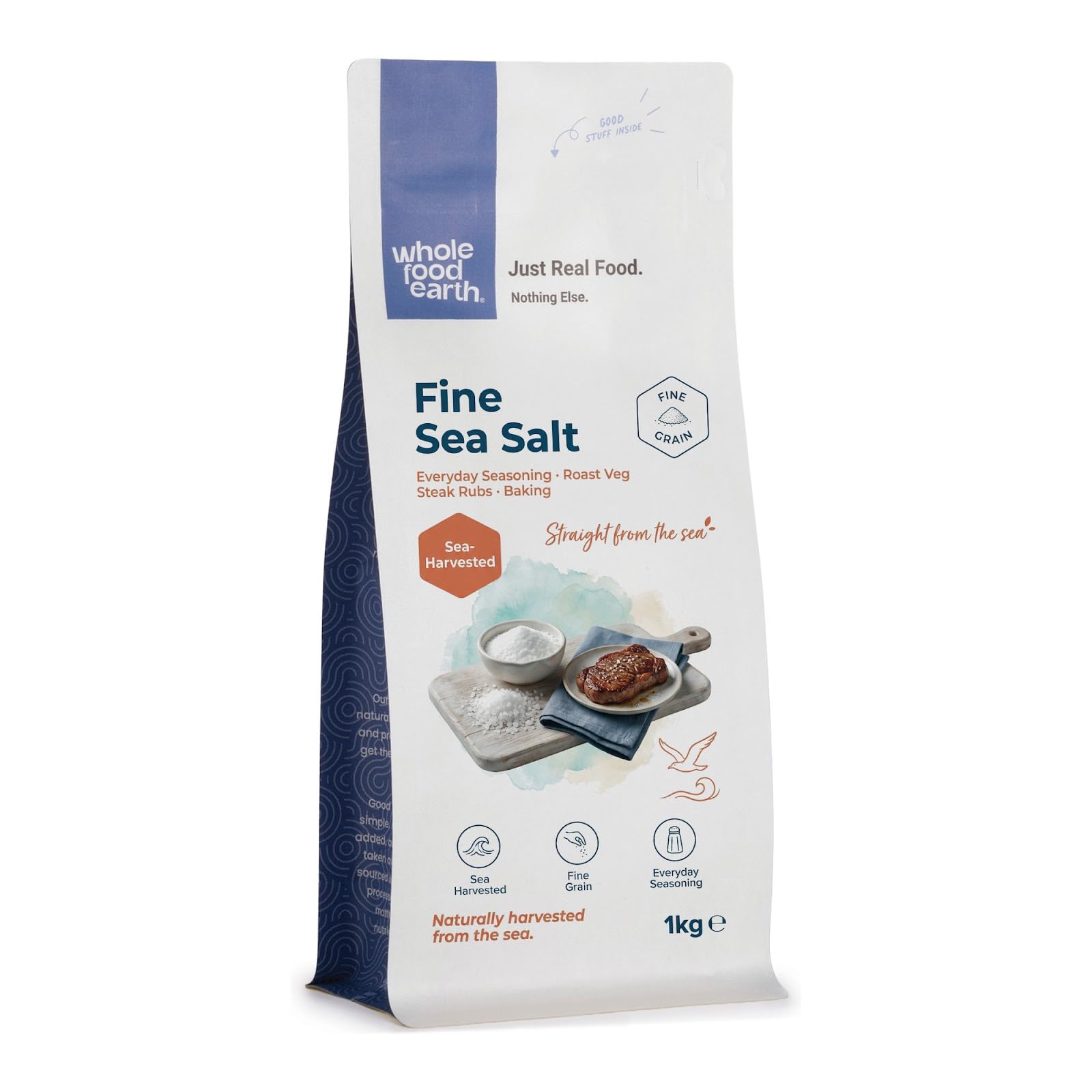 Wholefood Earth Fine Sea Salt - 1kg | GMO Free 1