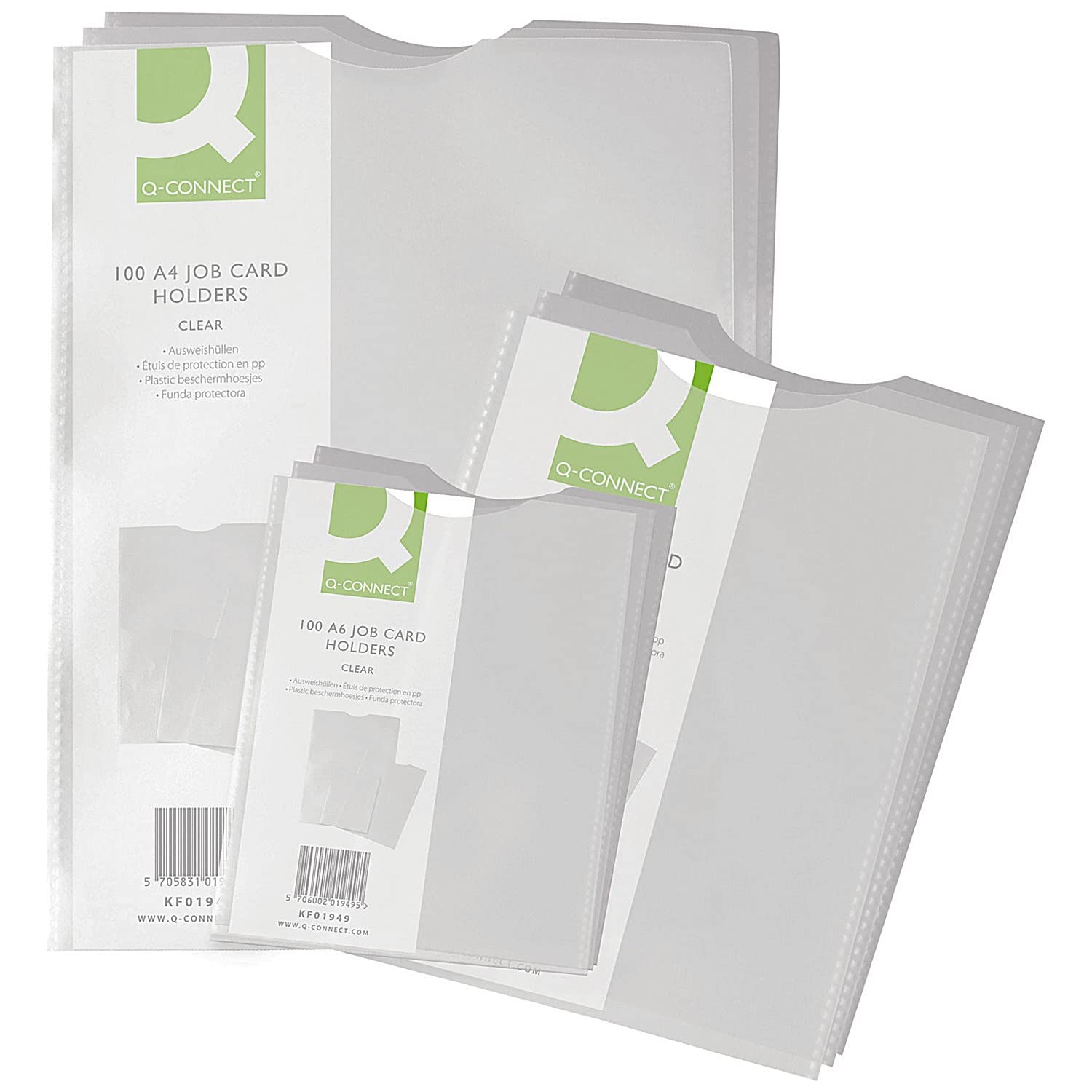 Q-Connect A5 Polypropylene Card Holders - Durable Protection | Thumb Cut-out | Pack of 100 White 1