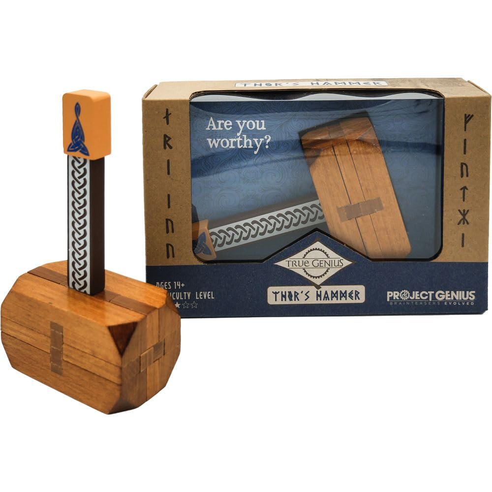 Thor's Hammer Wooden Brain Teaser Puzzle by Project Genius - Norse Mythology Puzzle for Ages 8+ 8