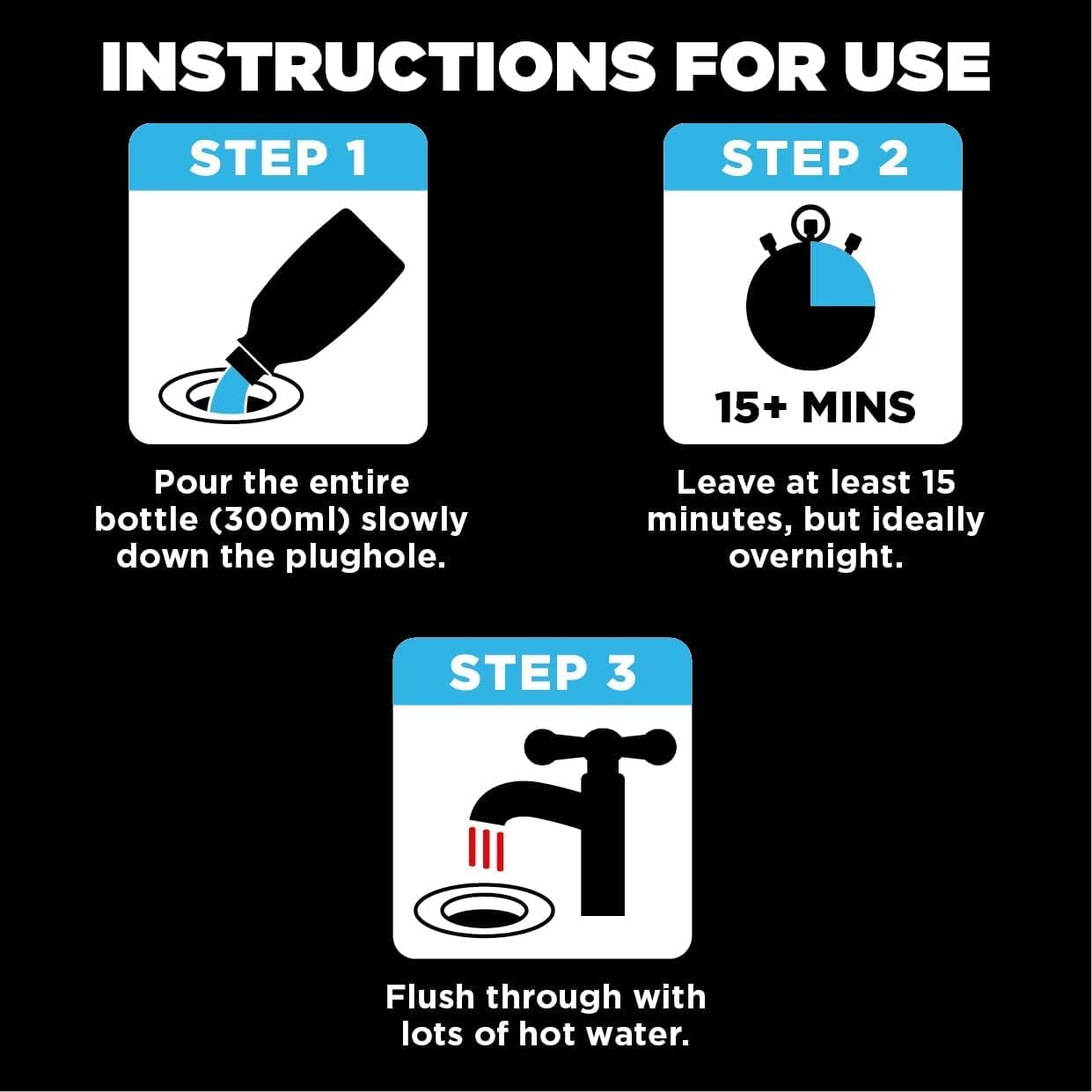 Buster Bathroom Plughole Unblocker - Drain Cleaner for Showers, Baths & Basins (Pack of 6 x 300ml) 3