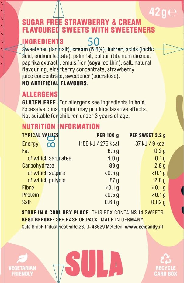Sula - Sugar Free Strawberry and Cream Boiled Sweets (42 g)