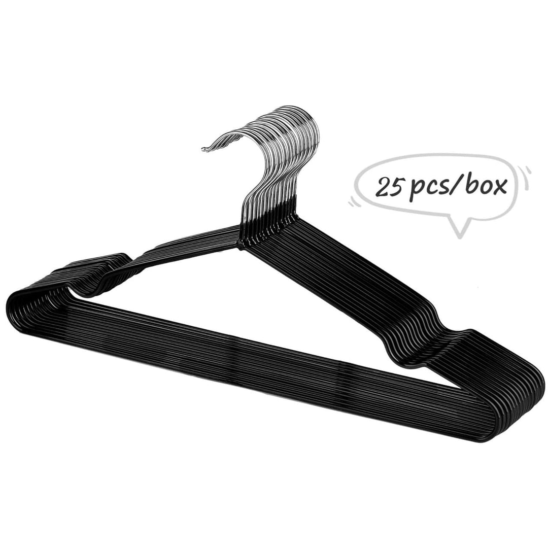 Rainberg - 25 Pack Rubber Coated Metal Hangers, Heavy Duty Space Saving