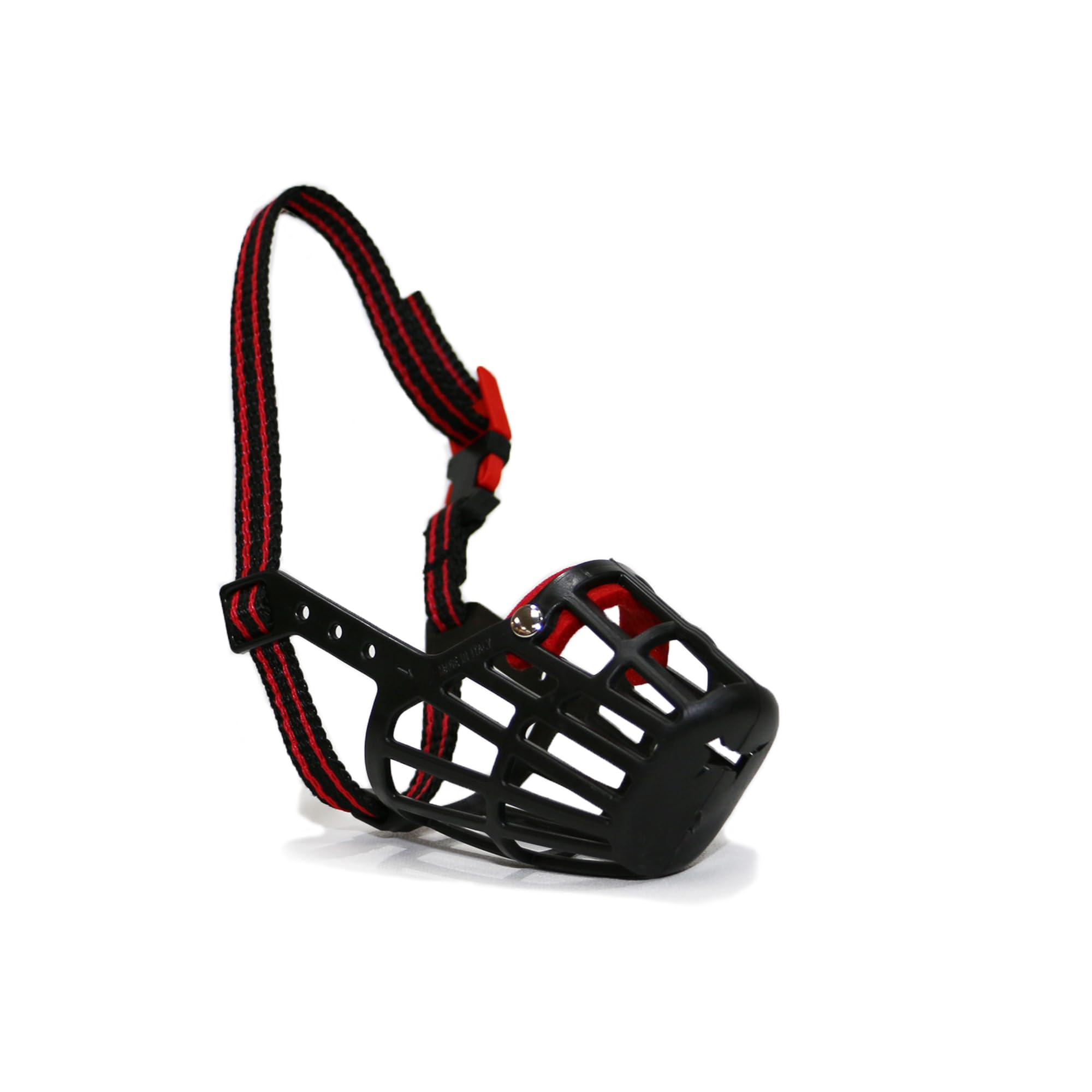 Ancol Plastic Basket Muzzle - Size 3, Black/Red | Secure Biting Control | Comfortable Fit 1