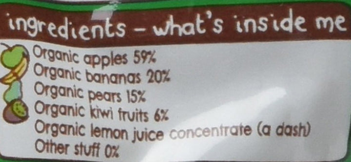 Ella's Kitchen The Green One Smoothie Fruits 6+ Months, Organic Fruit Snack, Pack of 5 (450g)