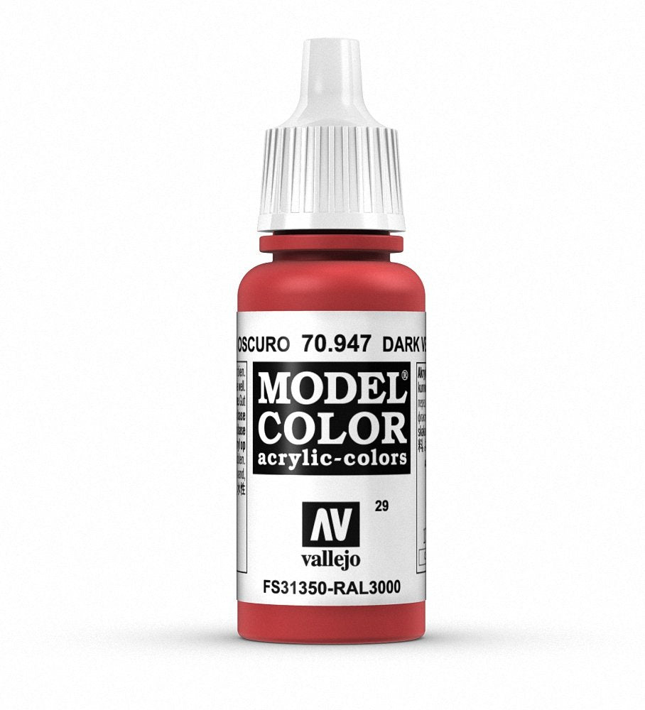 Vallejo Model Color Acrylic Paint - Dark Vermilion Red | 17 ml | Non-Toxic 1