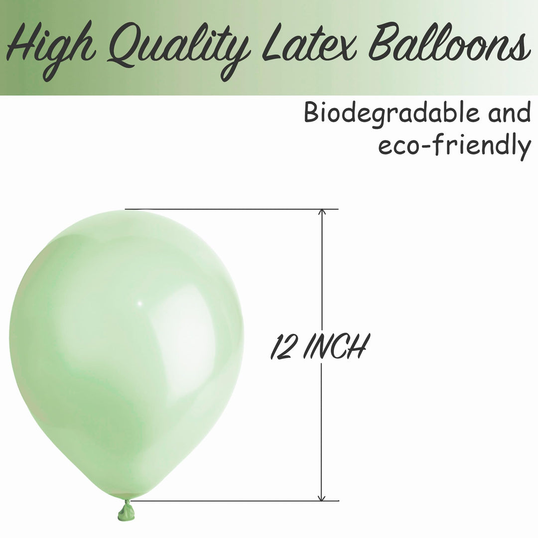 SHATCHI Metallic Light Green 12-Inch Latex Balloons - 10 Pack Party Decorations