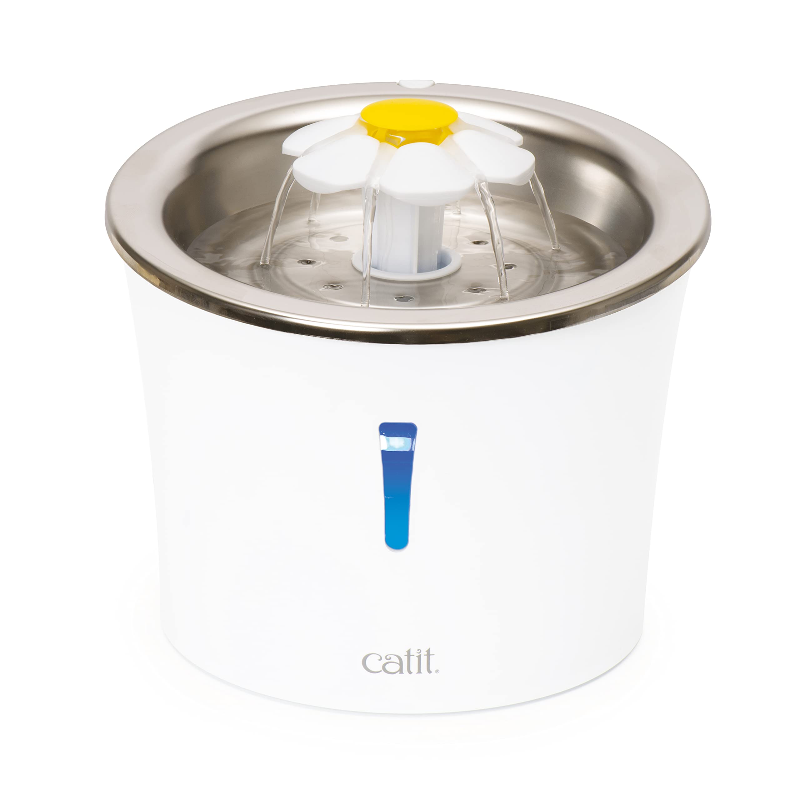 Catit Flower Stainless Steel Cat Water Fountain - 3 Flow Settings | Triple Action Filter | Dishwasher Safe Top 1