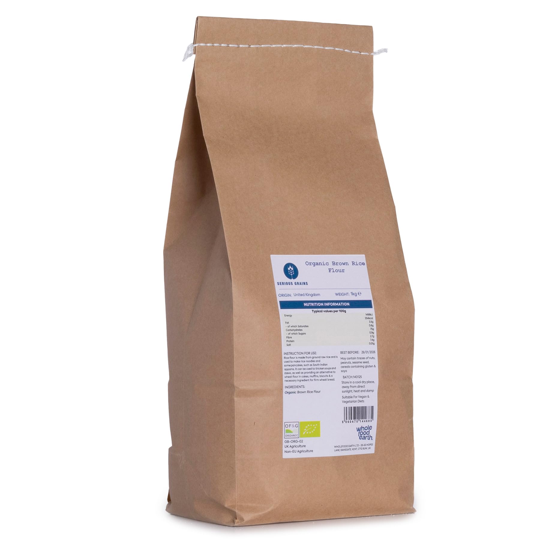 Wholefood Earth Organic Brown Rice Flour - 1 kg