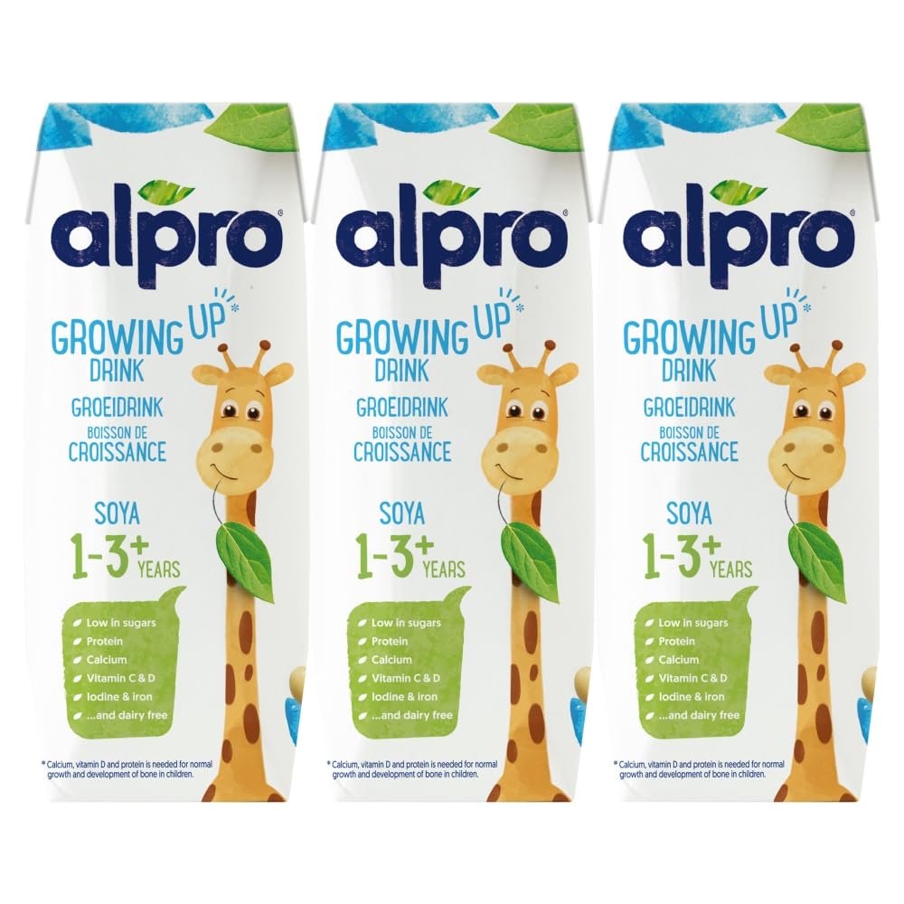 Alpro Soja-Wachstumsgetränk auf Pflanzenbasis, vegan, milchfrei, angereichert mit Kalzium und Vitaminen, 3 x 250 ml