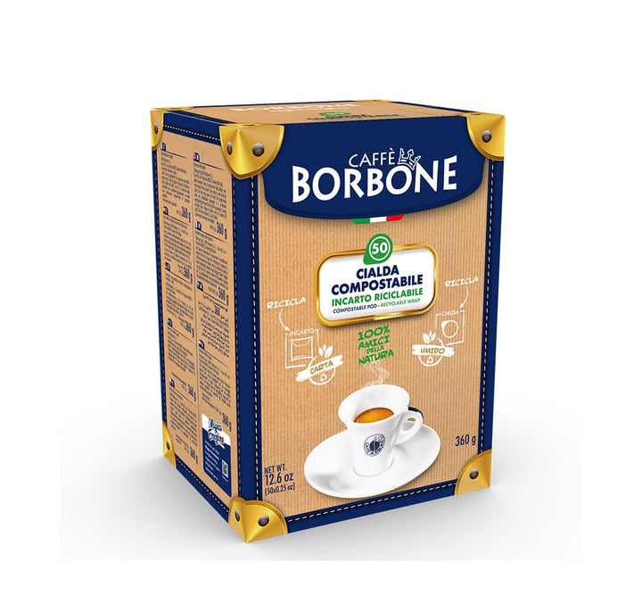 Caffè Borbone Light Coffee Blend Compostable Pods - 50% Less Caffeine - ESE Compatible dm 44 - Pack of 50