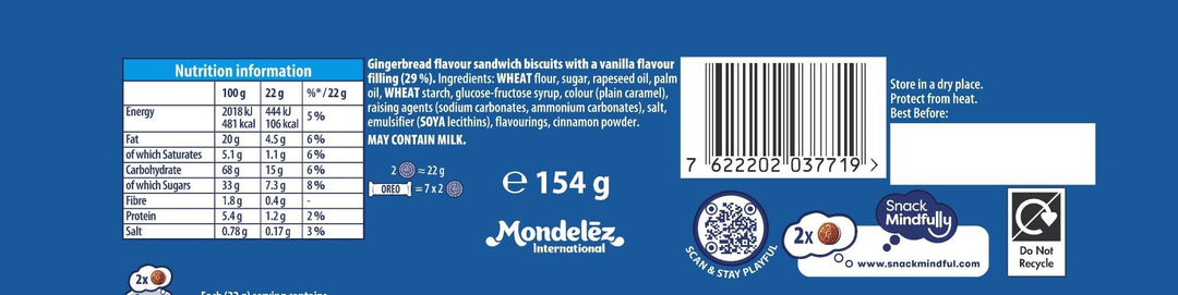 Oreo Limited Edition Gingerbread Flavour Sandwich Biscuits with Vanilla Crème