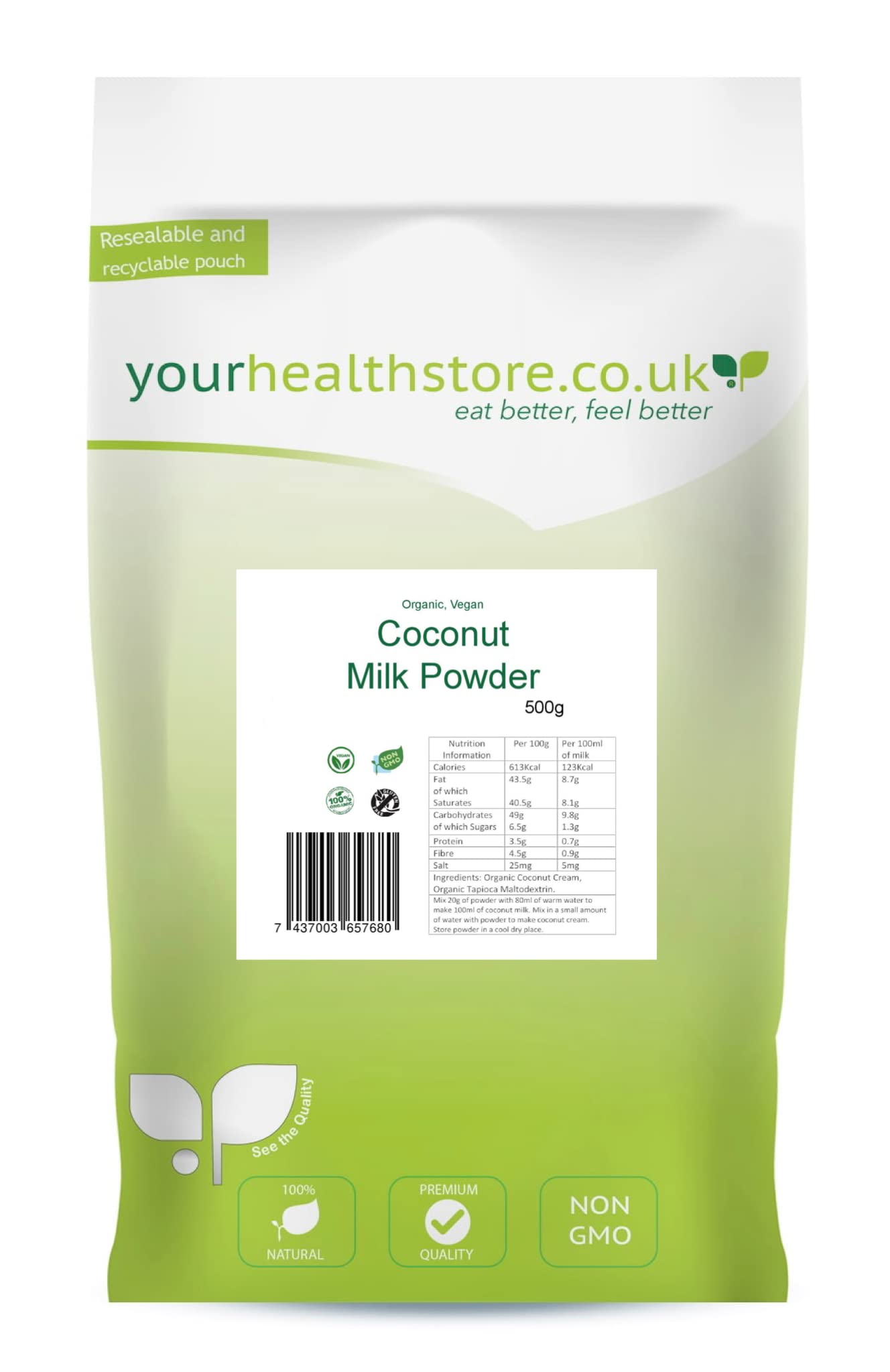 yourhealthstore Vegan Coconut Milk Powder - 500g | No Added Glucose Syrup | Premium Quality 1