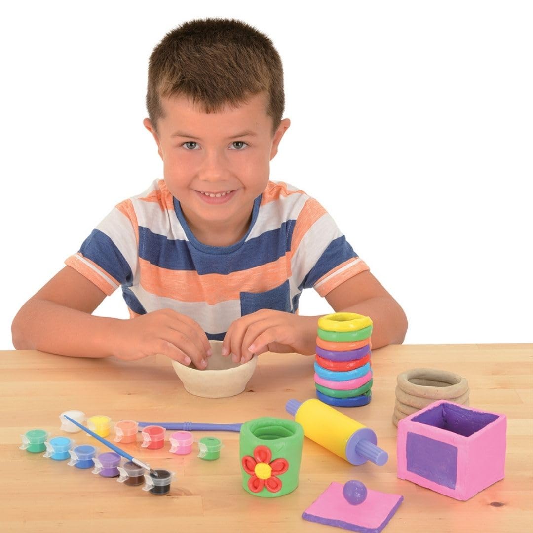 Galt First Pottery - Air Dry Clay Painting & Pottery Set for Kids Ages 6+ | Includes Ceramic Paints & Tools 8