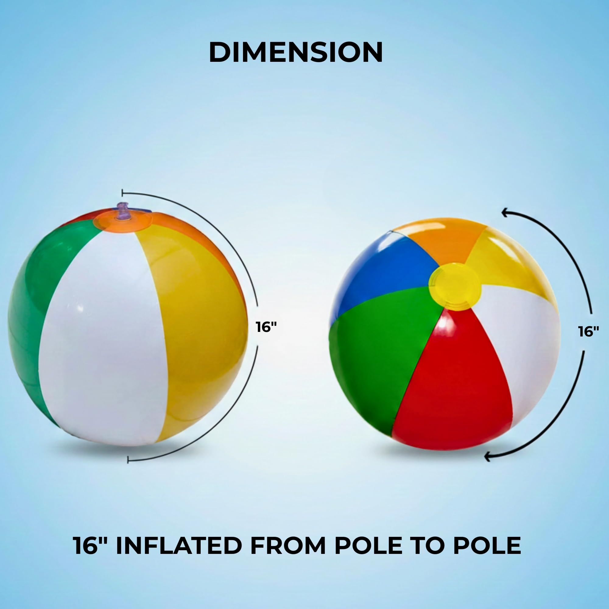 SHATCHI Inflatable Rainbow Beach Ball - 2 Pack | 16 Inch | Multicolour 3