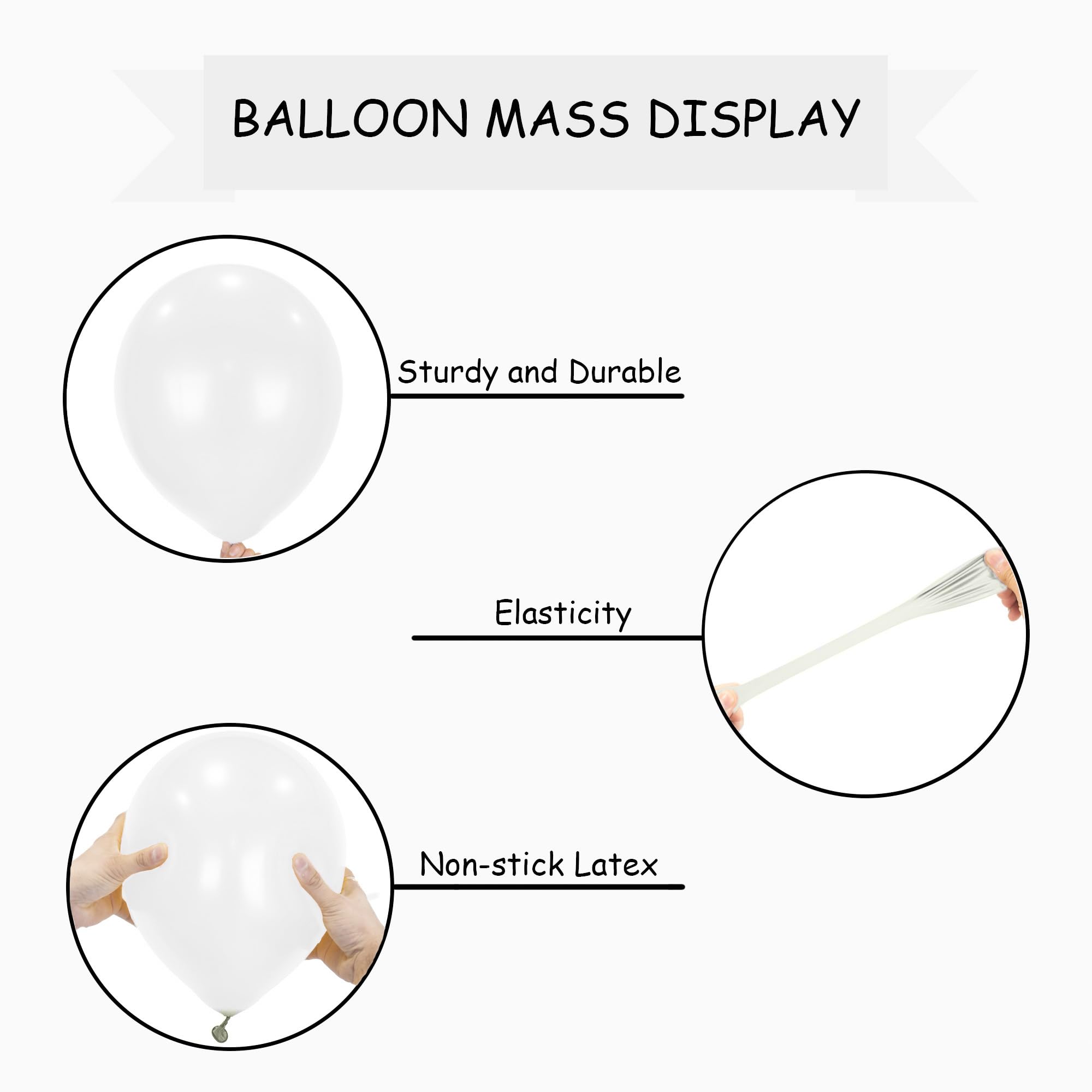 SHATCHI White Balloons 10 Pack - 12 Inch Thick Latex, Biodegradable for Party & Wedding Decor 7