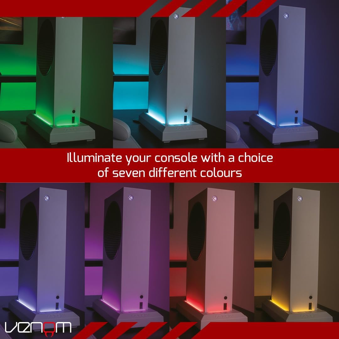 Venom LED Light-Up Console Stand for Xbox Series S - Multi-Color RGB Lighting with USB Power