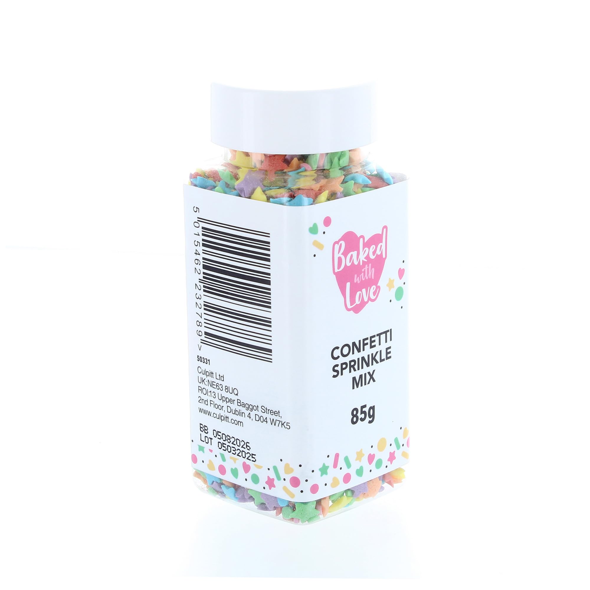 Baked with Love Confetti Bright Sprinkles - Multi-Coloured Sugar Shapes | 85g Resealable Bottle 6