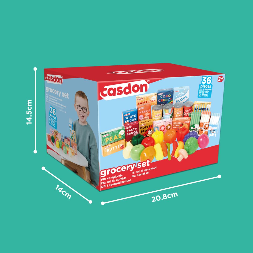 Casdon 617 Family Favourites Toy Grocery Set - 36-Piece Play Food Set for Ages 2+ 8