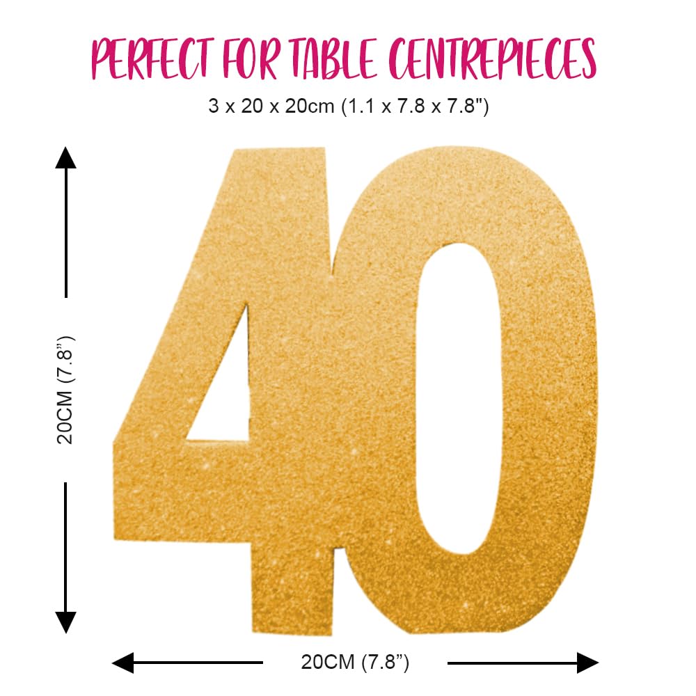 Number 40 Glitter Table Decoration Gold - All-Round Glitter Centrepiece with Weighted Base 2